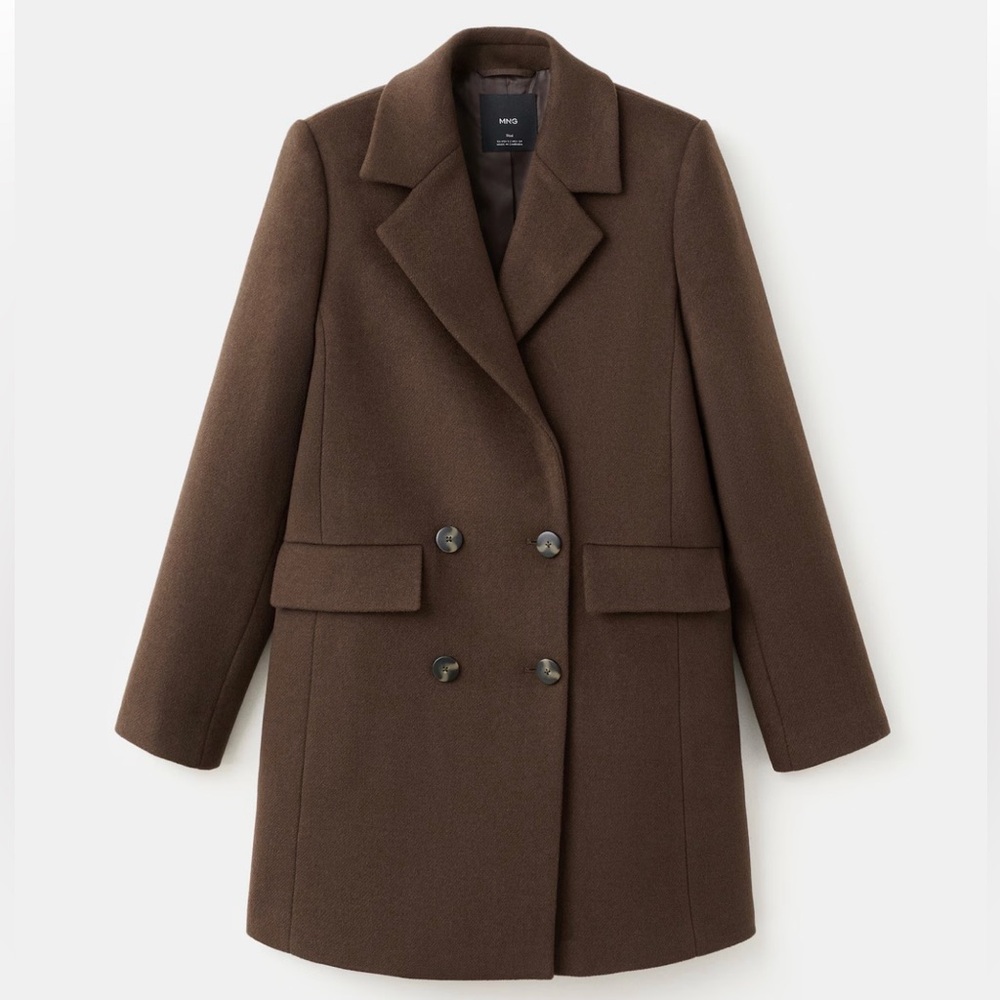 EUC Mango double-breasted Brown wool coat S